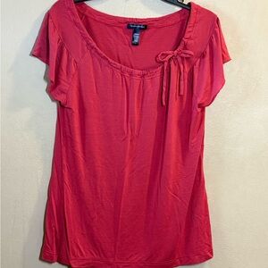 Banana Republic Red Flutter Sleeve Top w/ Bow Details Sz L
